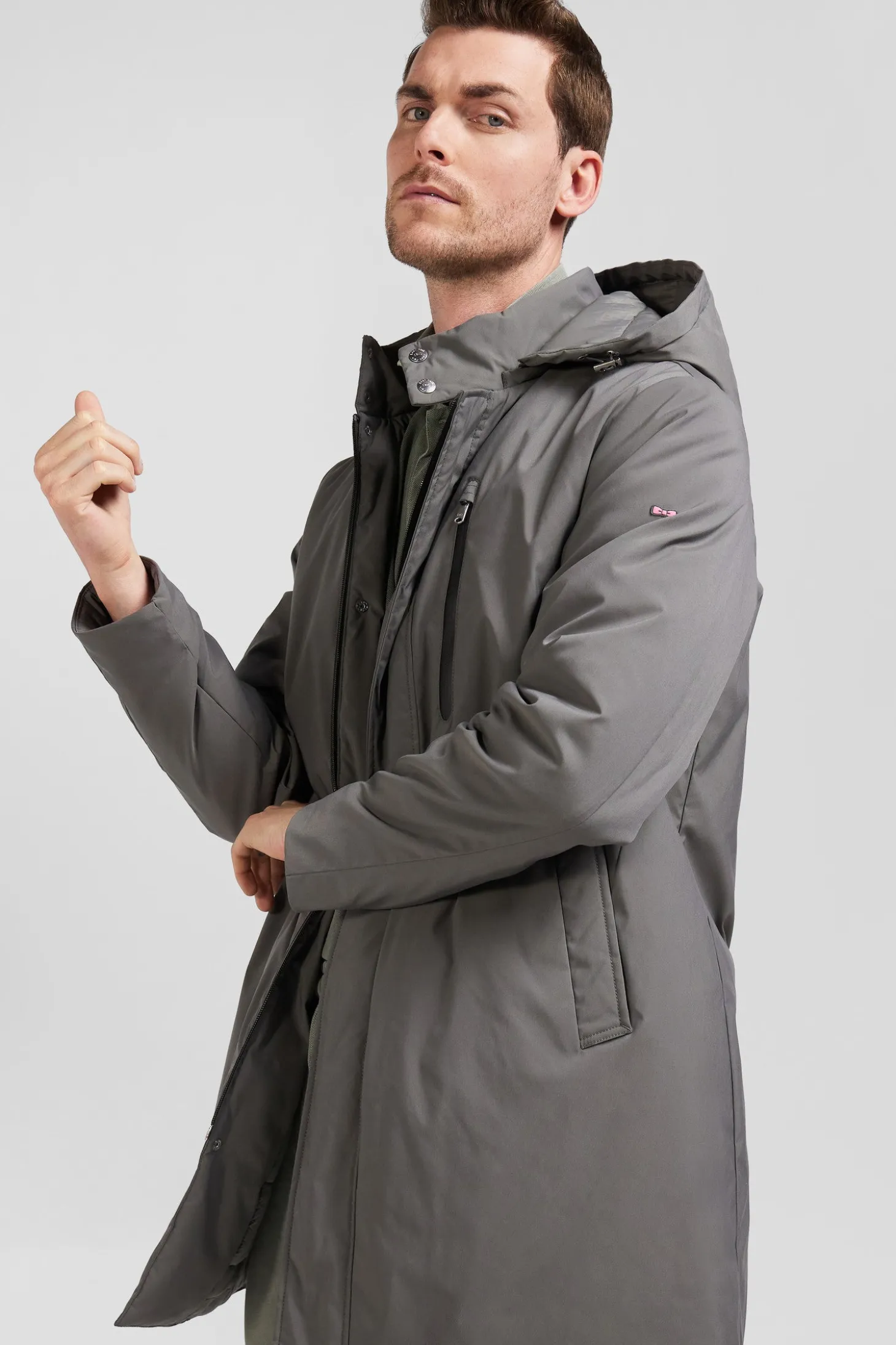 Parka à capuche grise