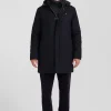 Parka courte en flanelle de laine bleu marine