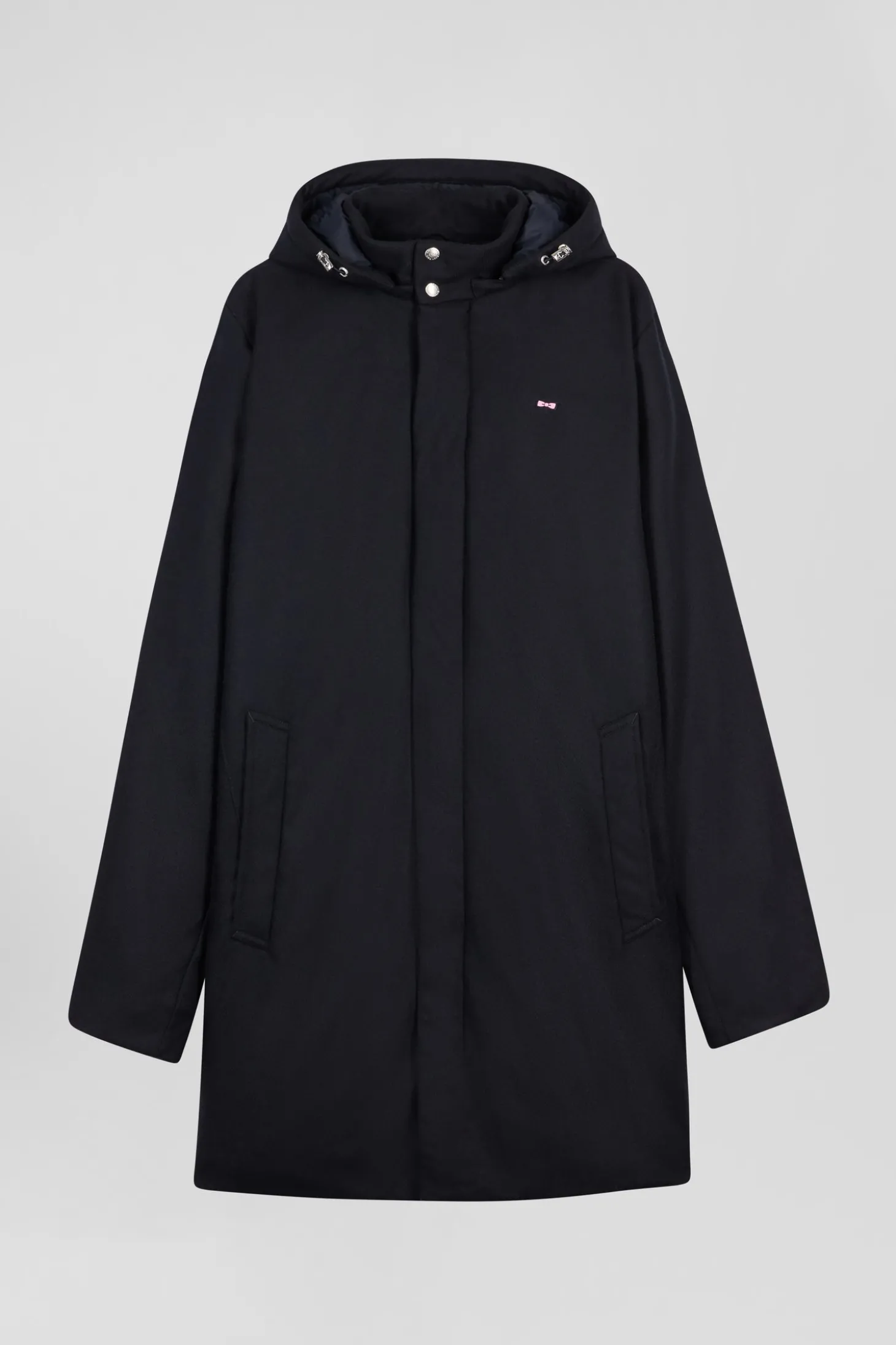 Parka courte en flanelle de laine bleu marine