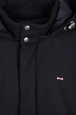 Parka courte en flanelle de laine bleu marine