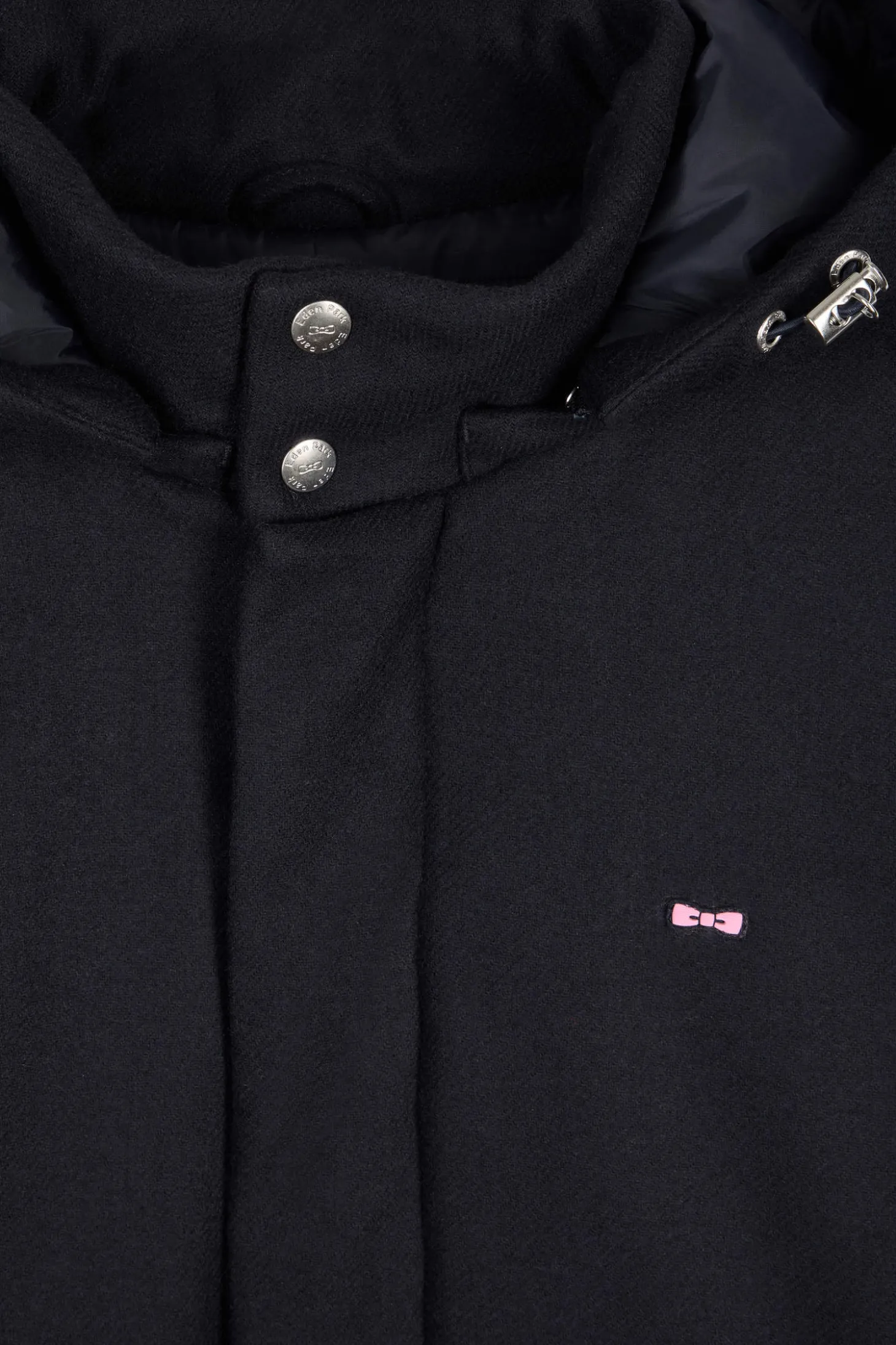 Parka courte en flanelle de laine bleu marine