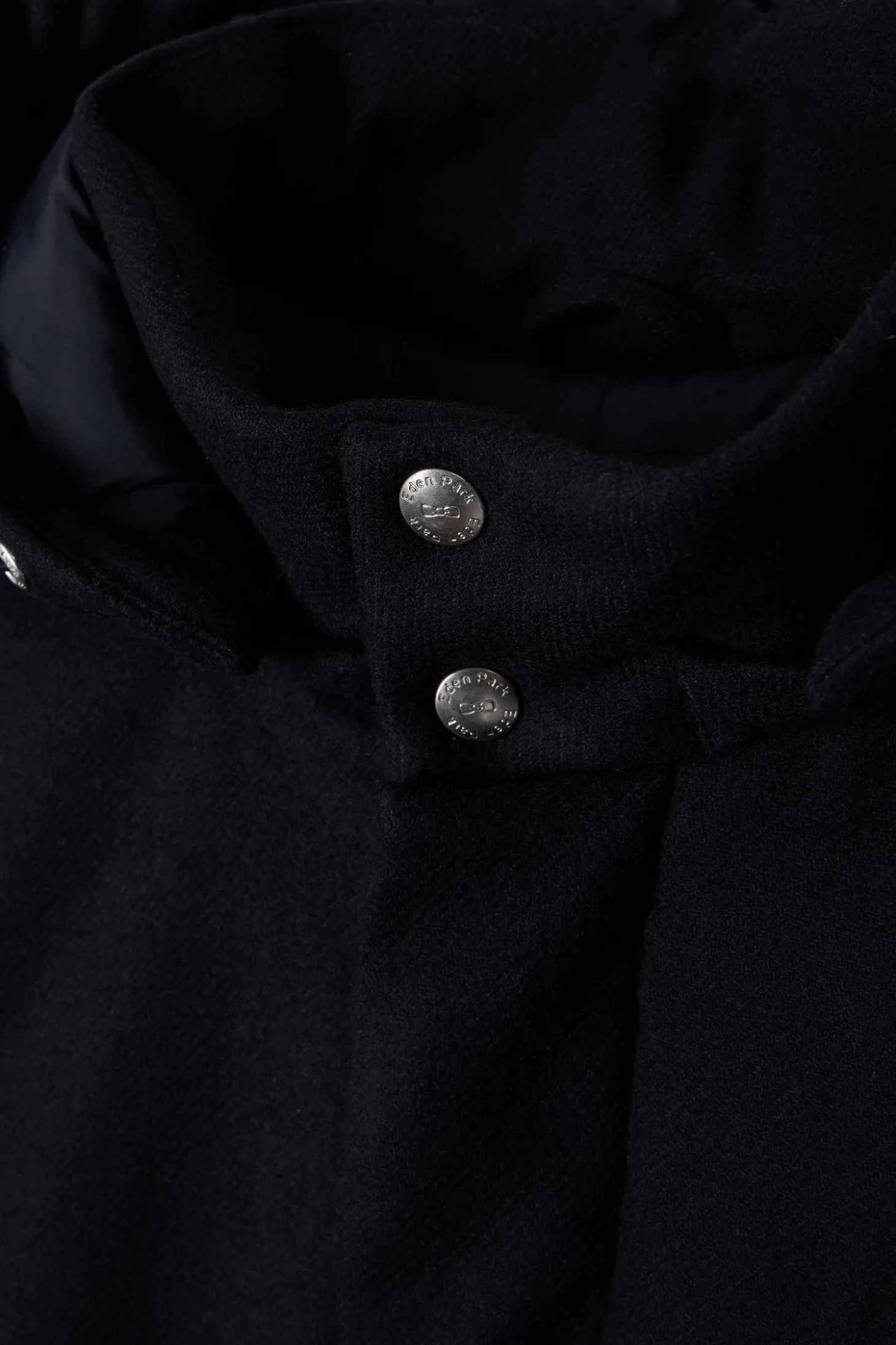 Parka courte en flanelle de laine bleu marine