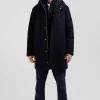 Parka 2-en1 en flanelle de laine bleu marine