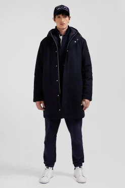 Parka 2-en1 en flanelle de laine bleu marine