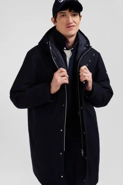 Parka 2-en1 en flanelle de laine bleu marine