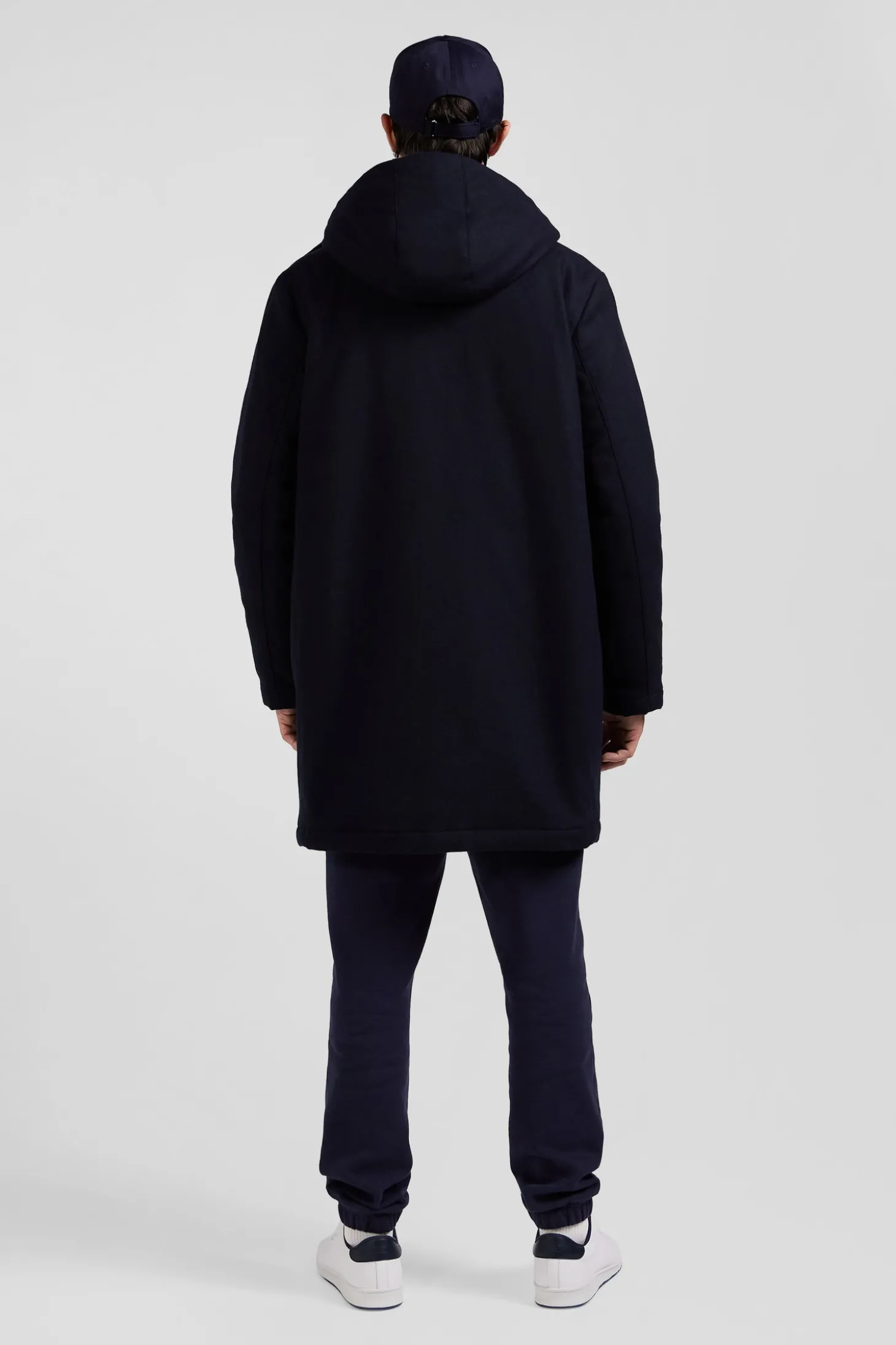 Parka 2-en1 en flanelle de laine bleu marine