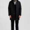 Parka longue à capuche en nylon noir