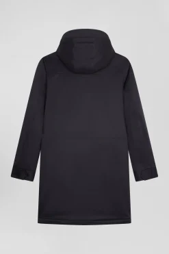 Parka longue à capuche en nylon kaki