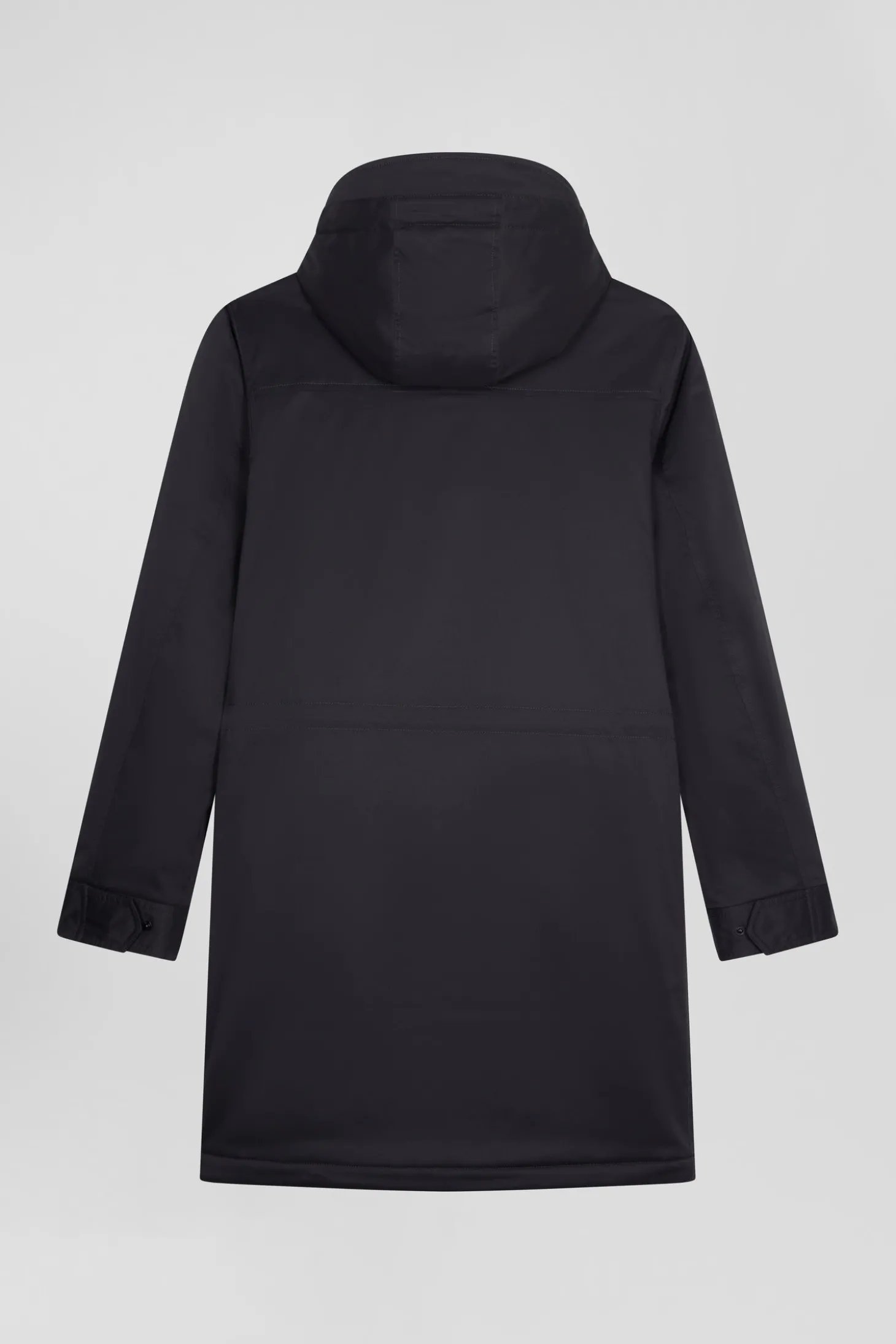 Parka longue à capuche en nylon kaki