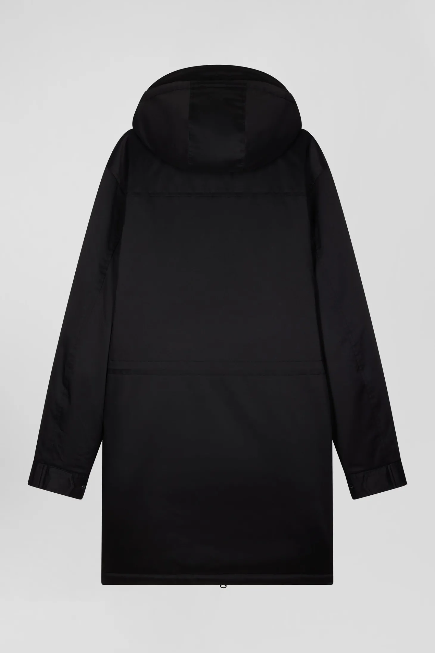 Parka longue à capuche en nylon noir