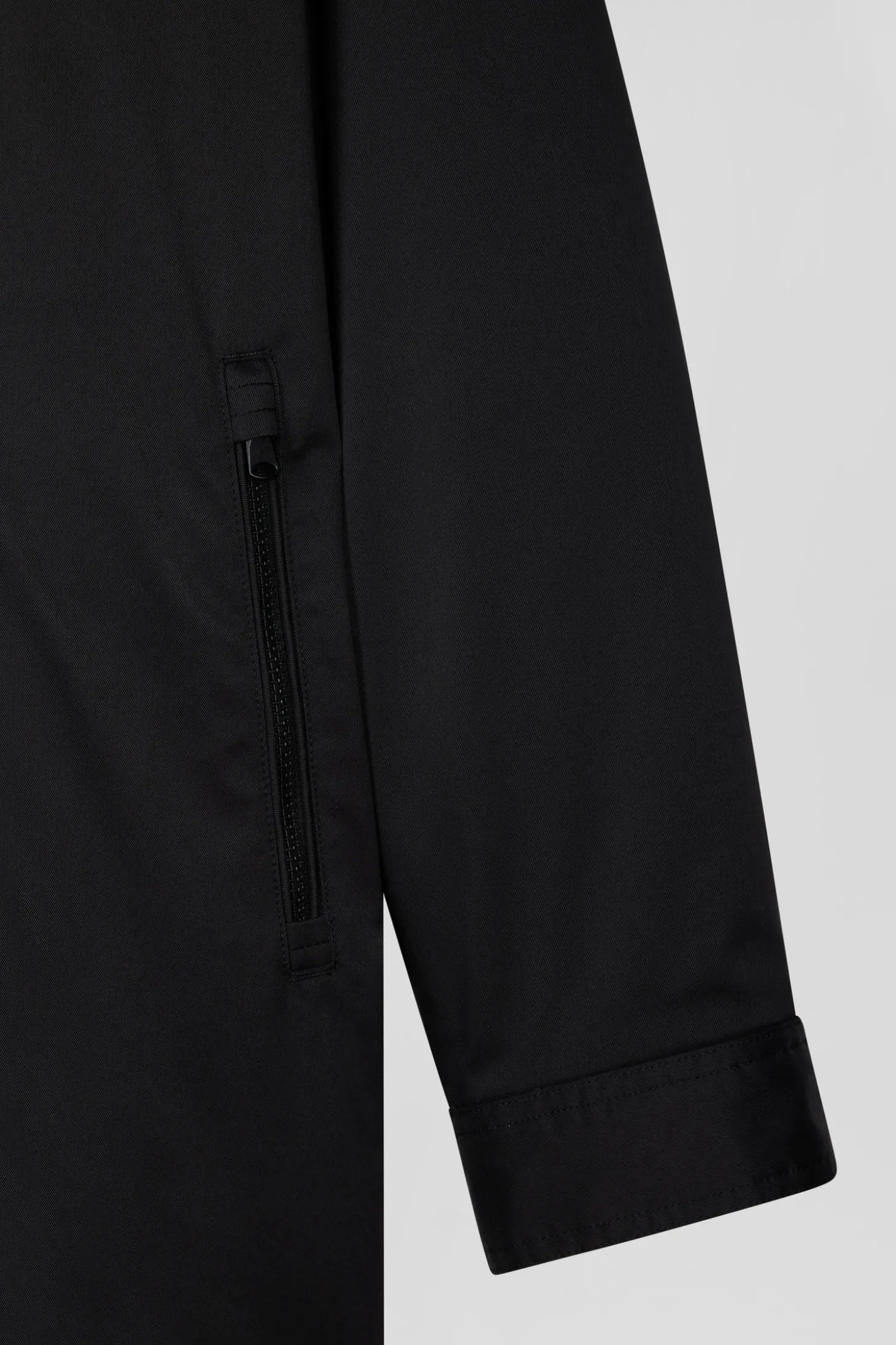 Parka longue à capuche en nylon noir