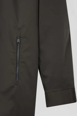 Parka longue à capuche en nylon kaki