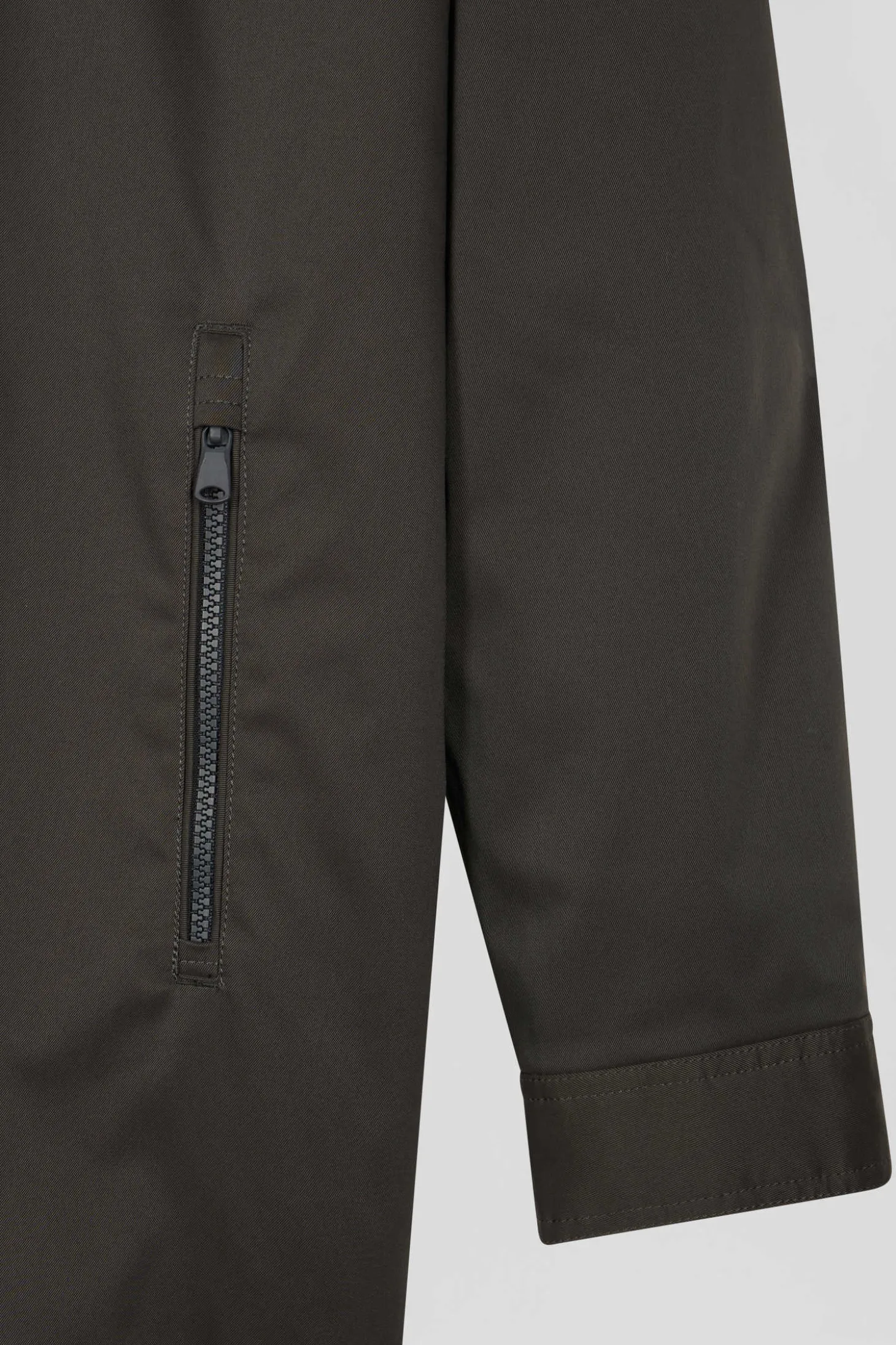 Parka longue à capuche en nylon kaki