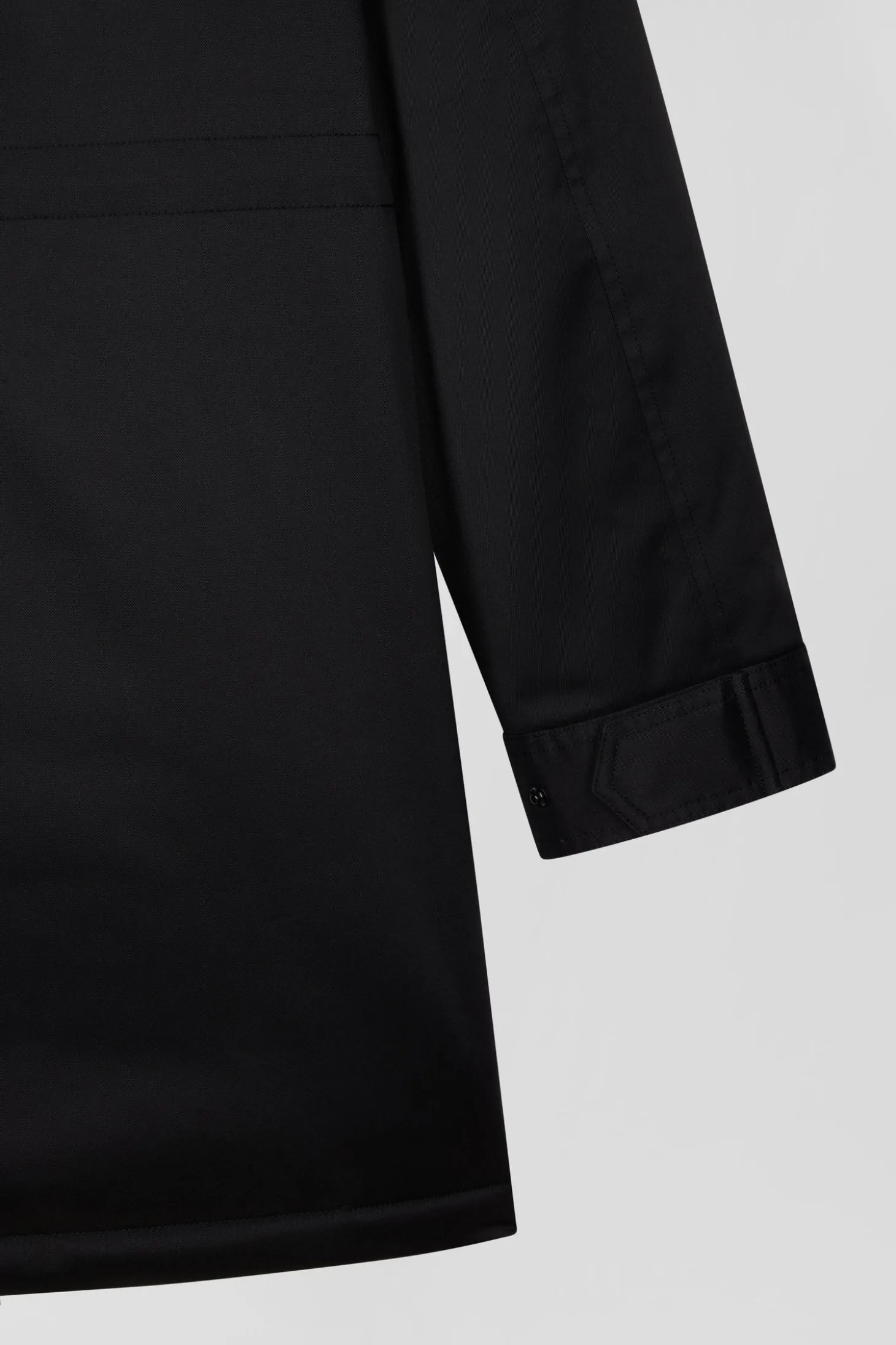 Parka longue à capuche en nylon noir