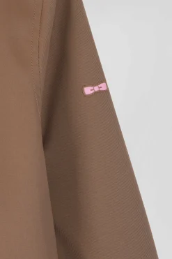 Parka longue à capuche en nylon marron