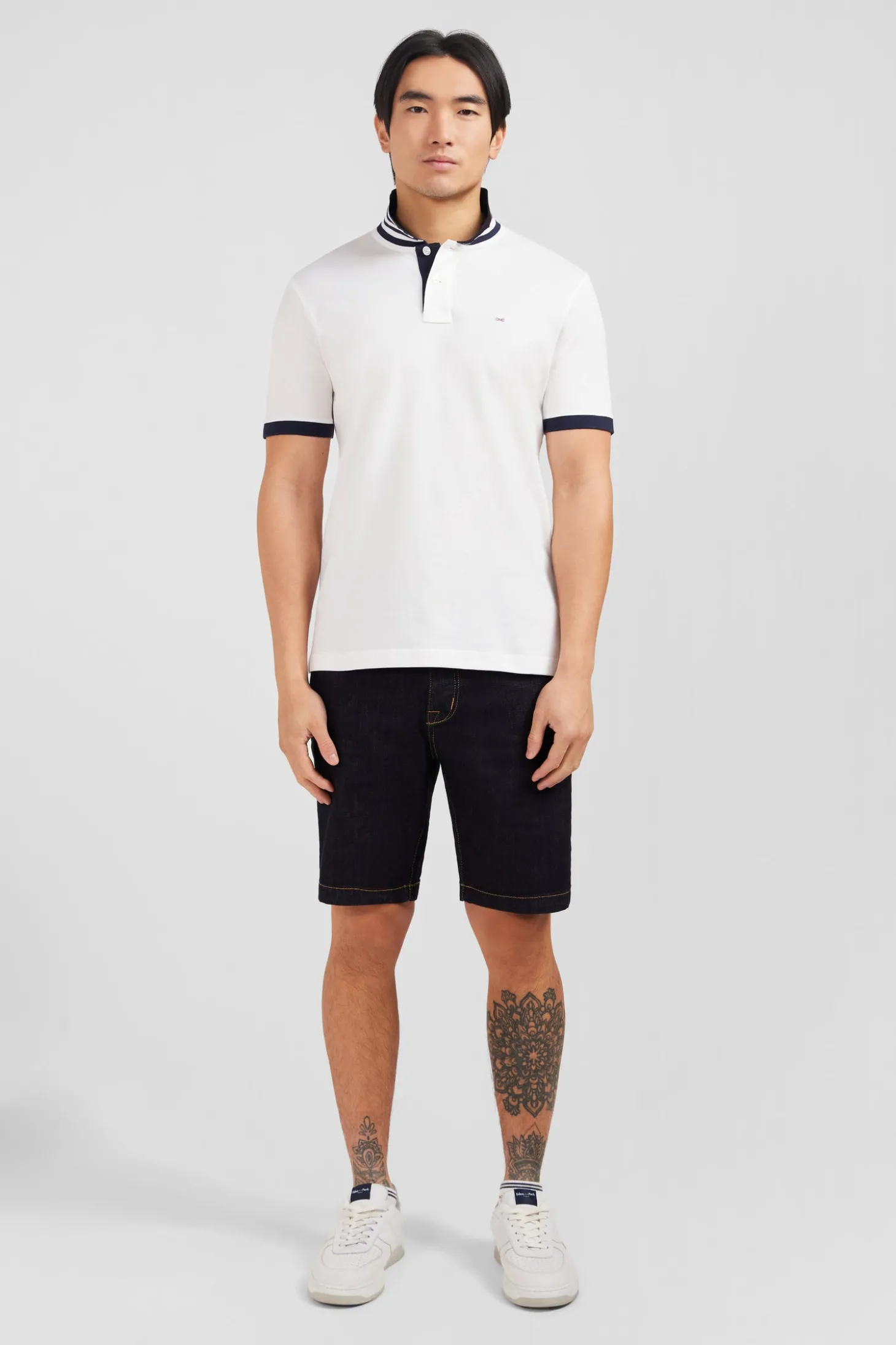 Polo blanc en coton pima avec détails contrastés