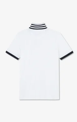 Polo blanc en coton pima avec détails contrastés