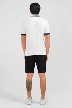 Polo blanc en coton pima avec détails contrastés