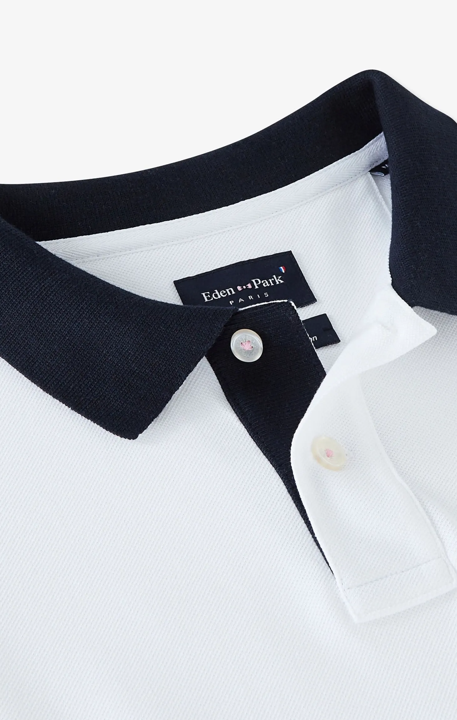 Polo blanc en coton pima avec détails contrastés