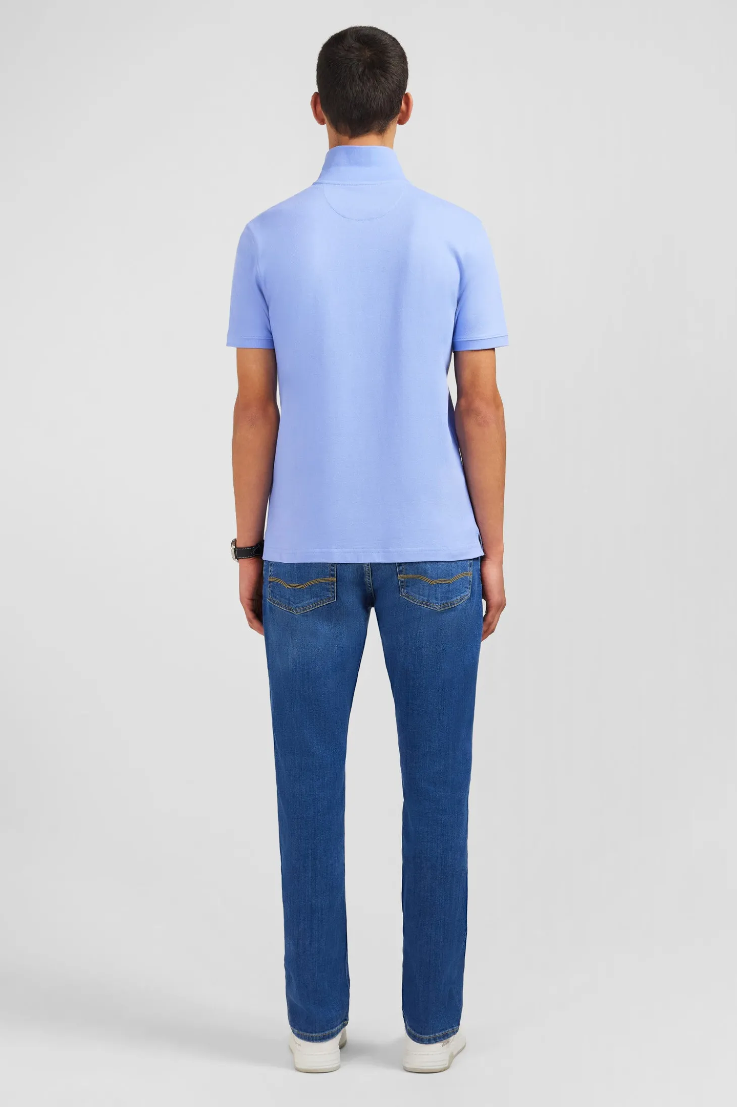 Polo bleu en coton pima stretch