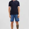 Polo bleu marine en coton pima avec détails contrastés