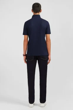 Polo bleu marine en coton pima stretch