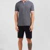 Polo gris en coton pima avec détails contrastés