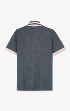 Polo gris en coton pima avec détails contrastés