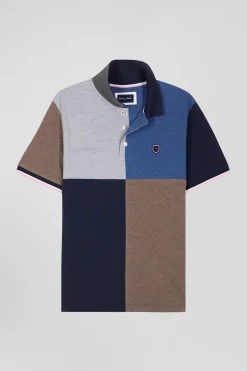Polo manches courtes Barbarian en piqué coton bleu foncé coupe Regular