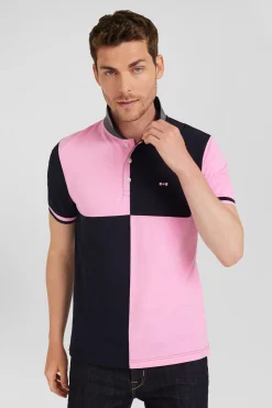 Polo manches courtes barbarian en piqué coton bleu marine coupe Regular