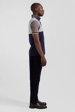 Polo manches courtes Barbarian en piqué coton bleu foncé coupe Regular