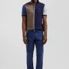 Polo manches courtes colorblock en piqué coton bleu marine coupe Regular