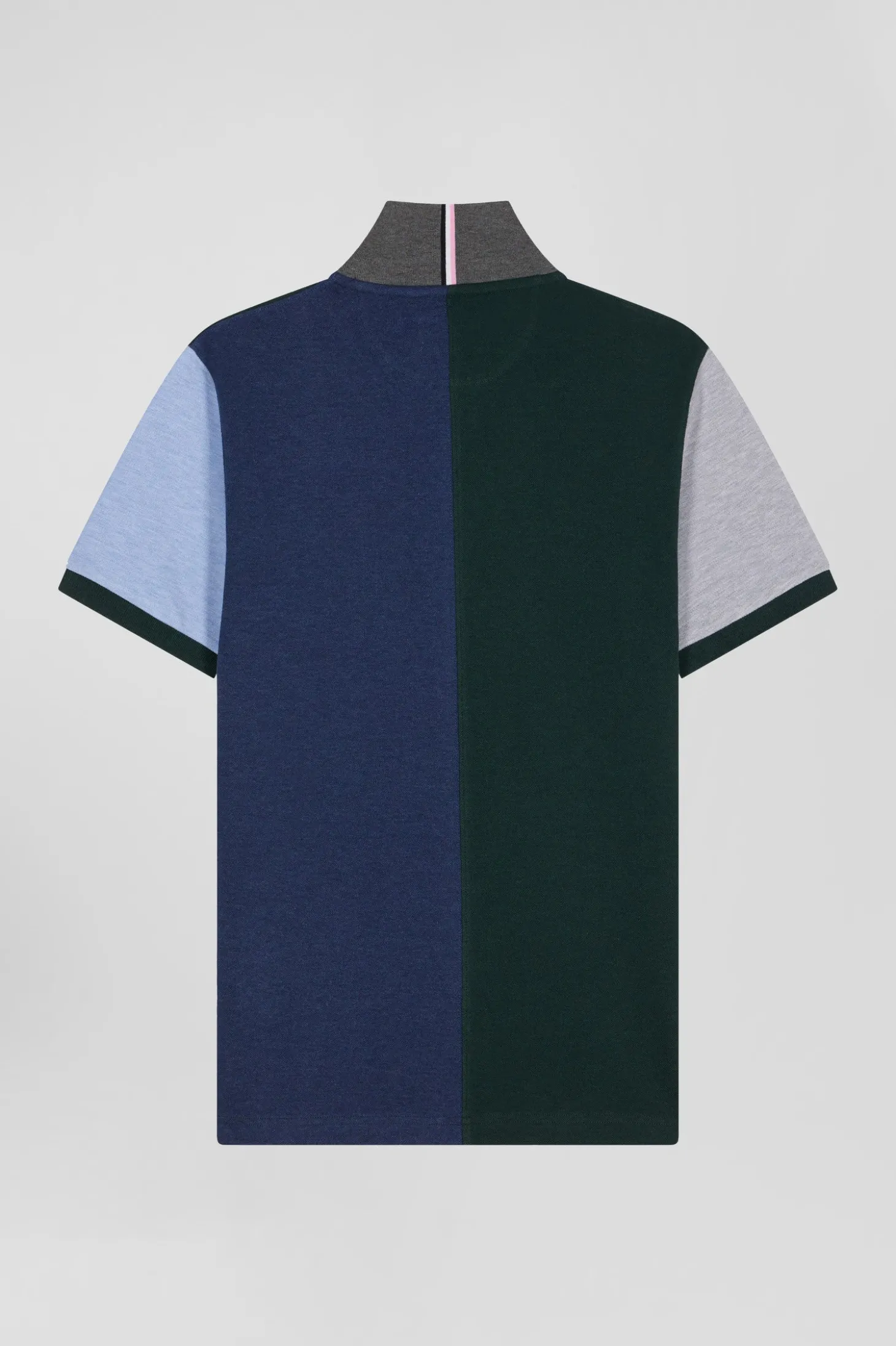 Polo manches courtes colorblock en piqué coton vert coupe Regular