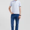 Polo manches courtes en coton stretch ciel coupe Slim
