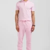 Polo manches courtes en coton stretch rose coupe Slim