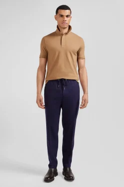Polo manches courtes en coton stretch camel coupe Slim