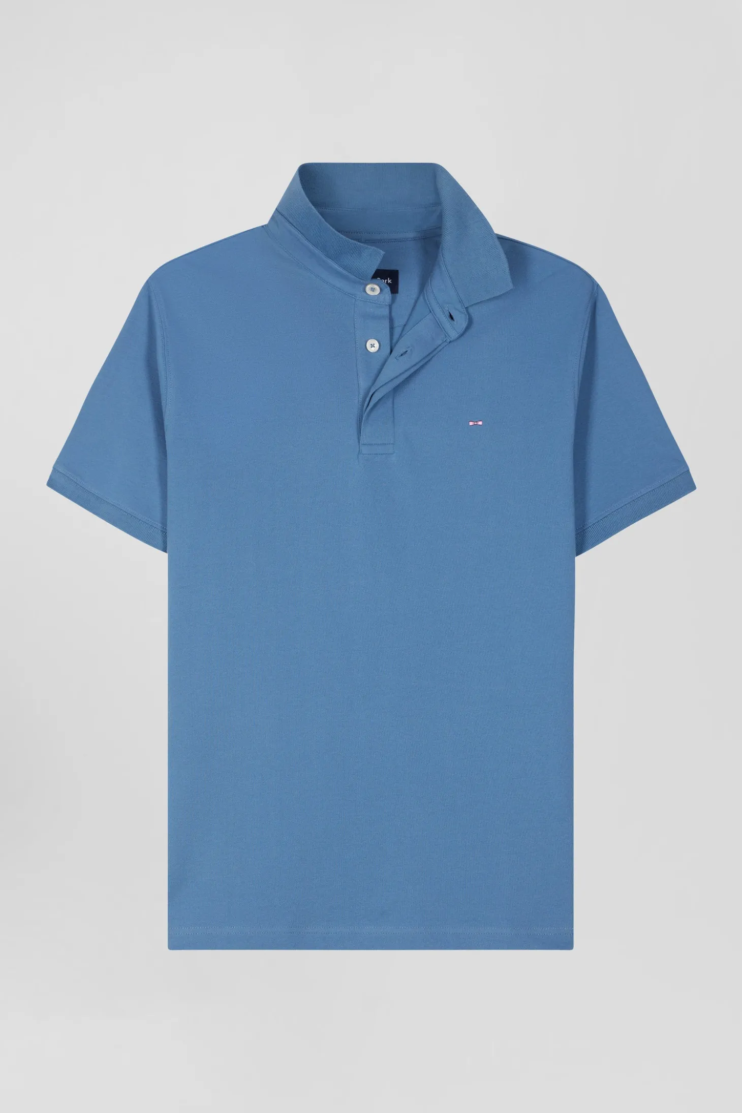 Polo manches courtes en coton stretch bleu coupe Slim