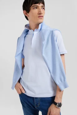 Polo manches courtes en coton stretch ciel coupe Slim