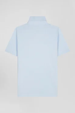 Polo manches courtes en coton stretch ciel coupe Slim