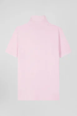 Polo manches courtes en coton stretch rose coupe Slim