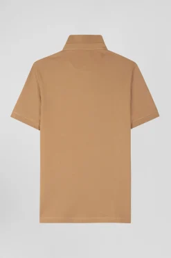 Polo manches courtes en coton stretch camel coupe Slim