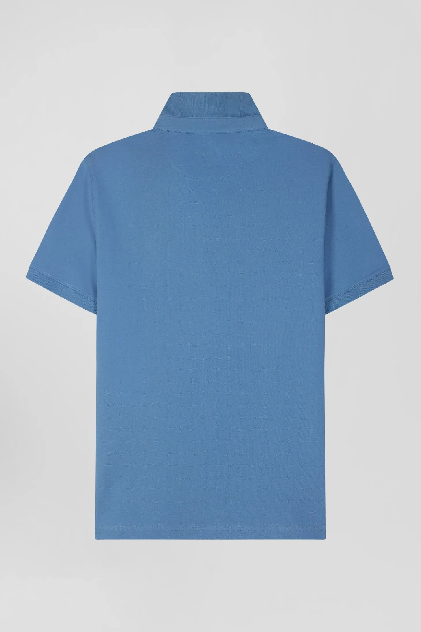 Polo manches courtes en coton stretch bleu coupe Slim