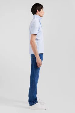Polo manches courtes en coton stretch ciel coupe Slim