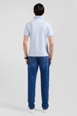 Polo manches courtes en coton stretch ciel coupe Slim