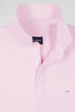 Polo manches courtes en coton stretch rose coupe Slim