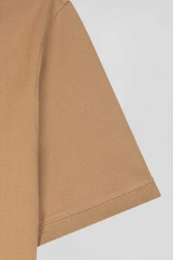 Polo manches courtes en coton stretch camel coupe Slim