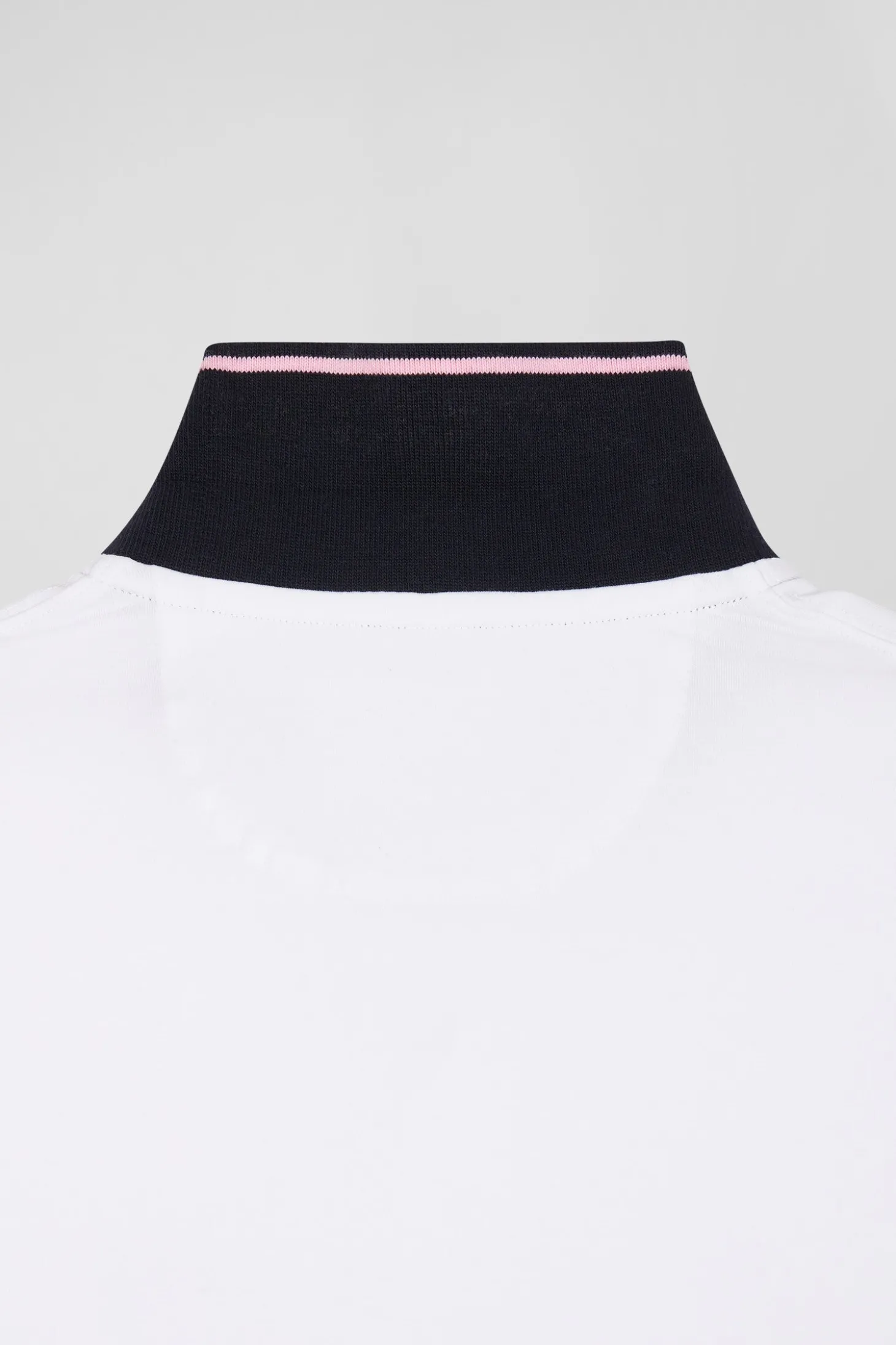 Polo manches courtes en coton stretch blanc col jacquard Eden Park coupe Slim
