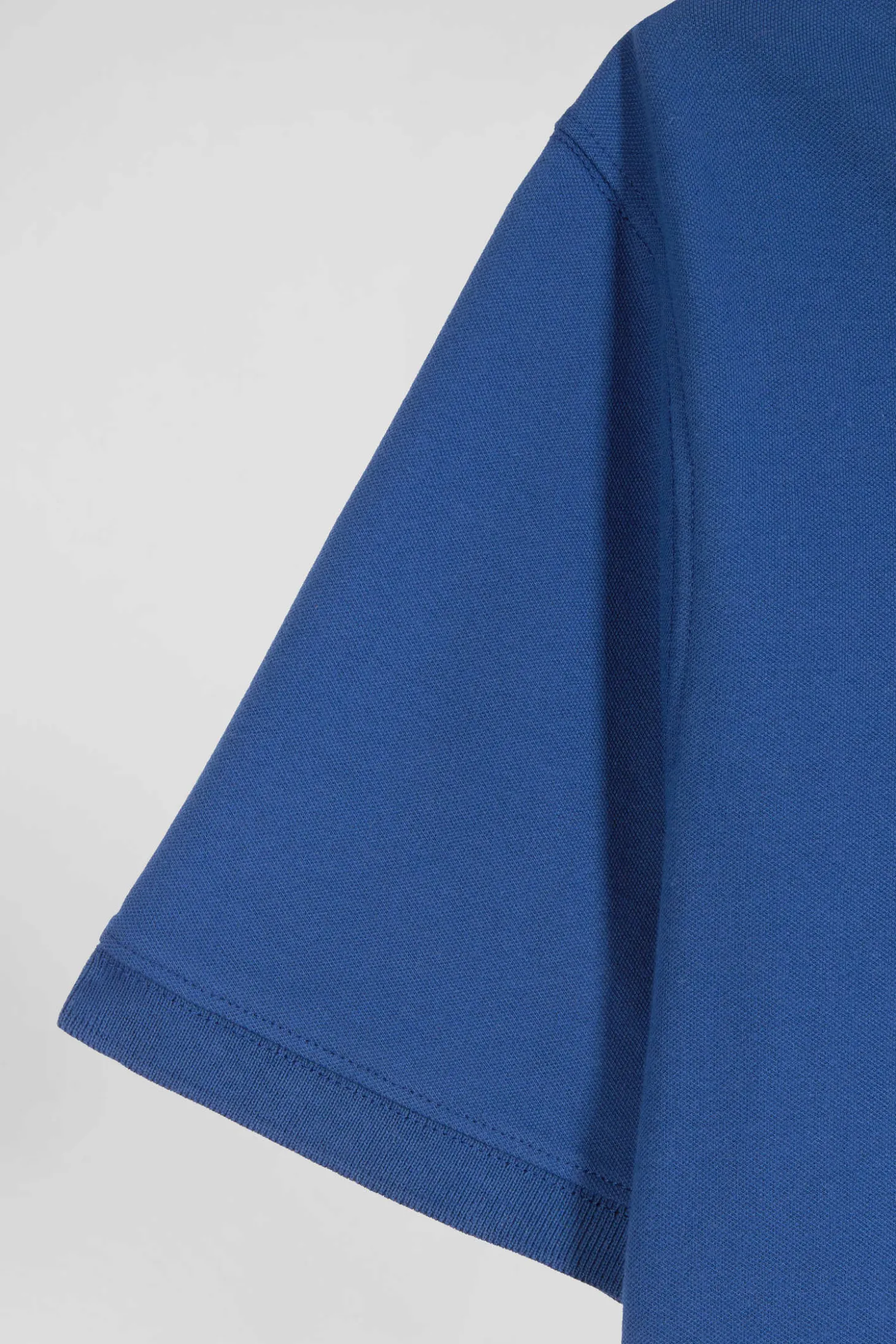 Polo manches courtes en coton stretch bleu foncé coupe Slim