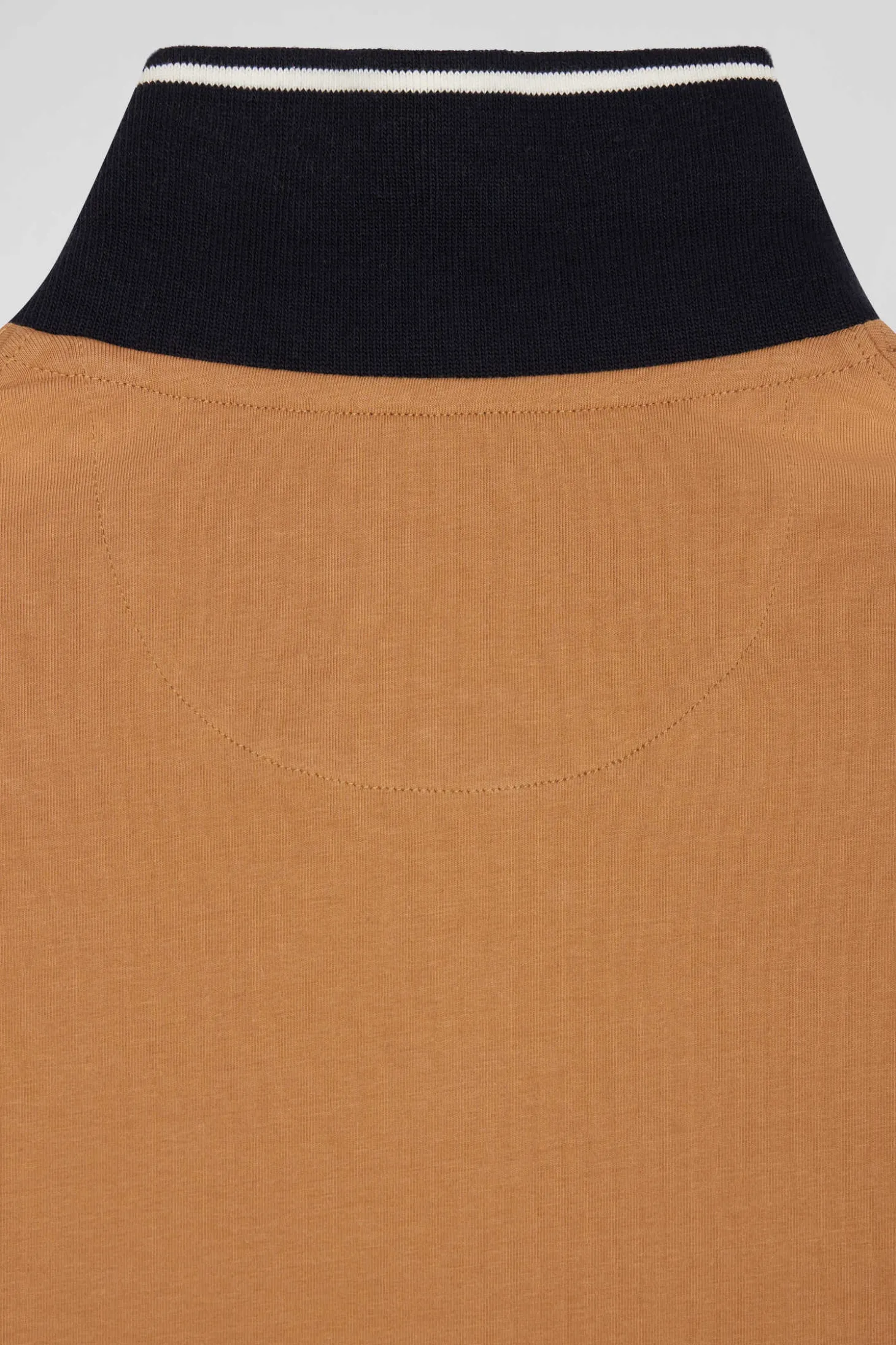 Polo manches courtes en coton stretch camel col jacquard Eden Park coupe Slim