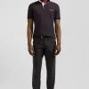 Polo manches courtes en piqué coton marron broderie cerclée coupe Regular